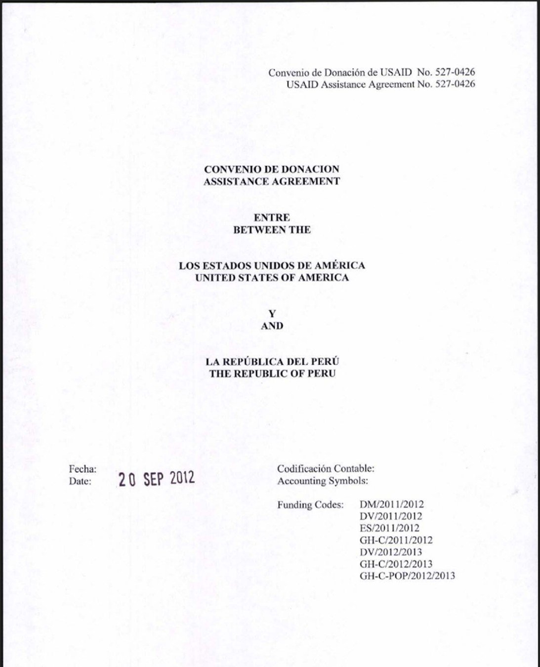 Informes sobre el Convenio de Donación 527-0426 (2012 – 2021)