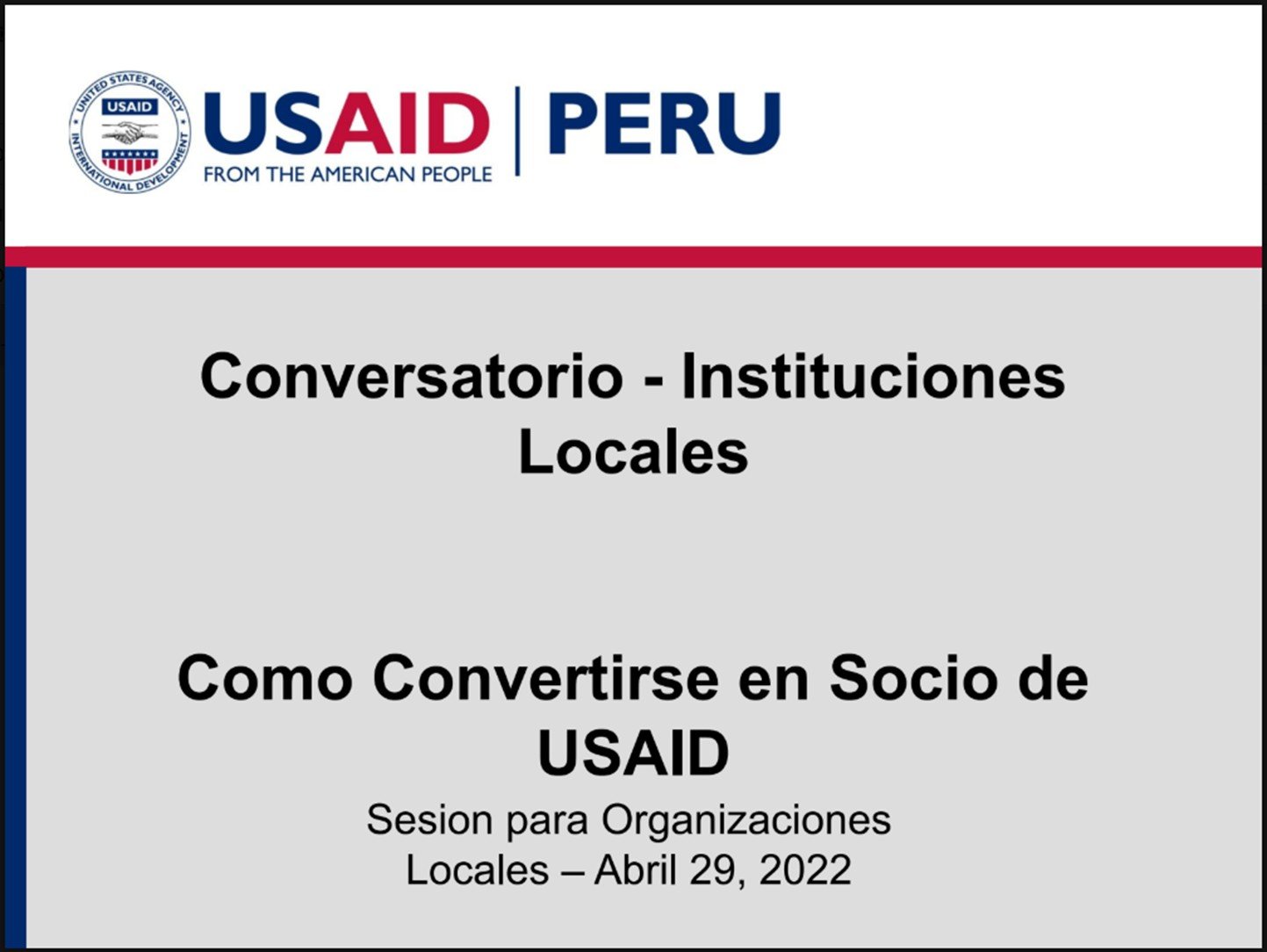 Convocatorias de USAID/Perú para proyectos con organizaciones locales